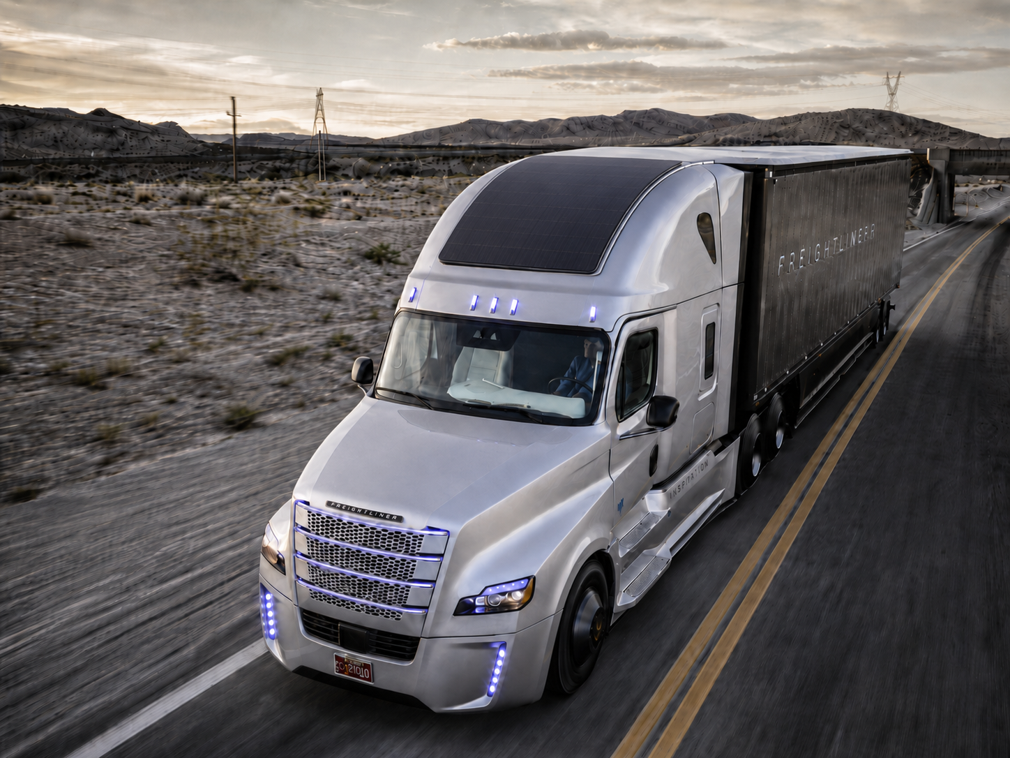 Freightliner heavy-duty truck solar application photo 1