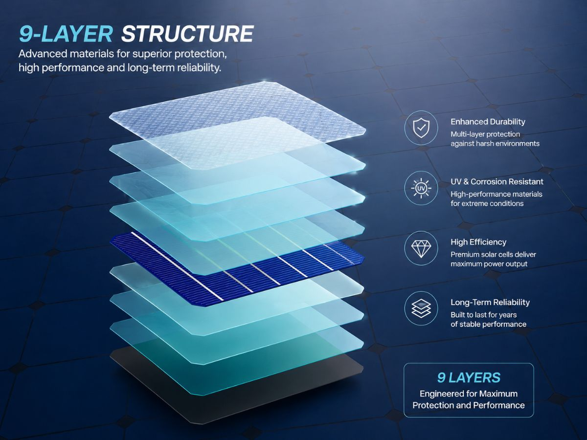 9-layer flexible solar panel material structure